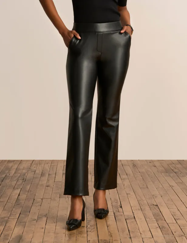 Vegan Leather Pull On Slash Pocket Trouser sold by Anne Klein