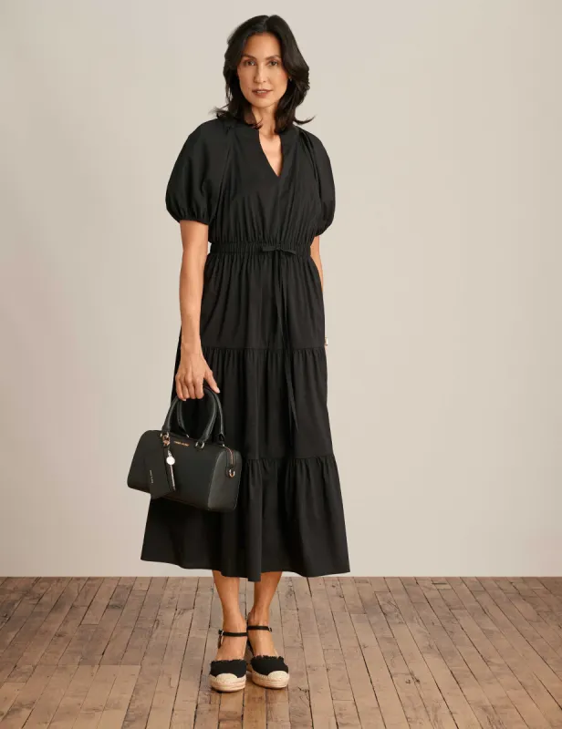 Tiered Puff Sleeve Midi Dress sold by Anne Klein