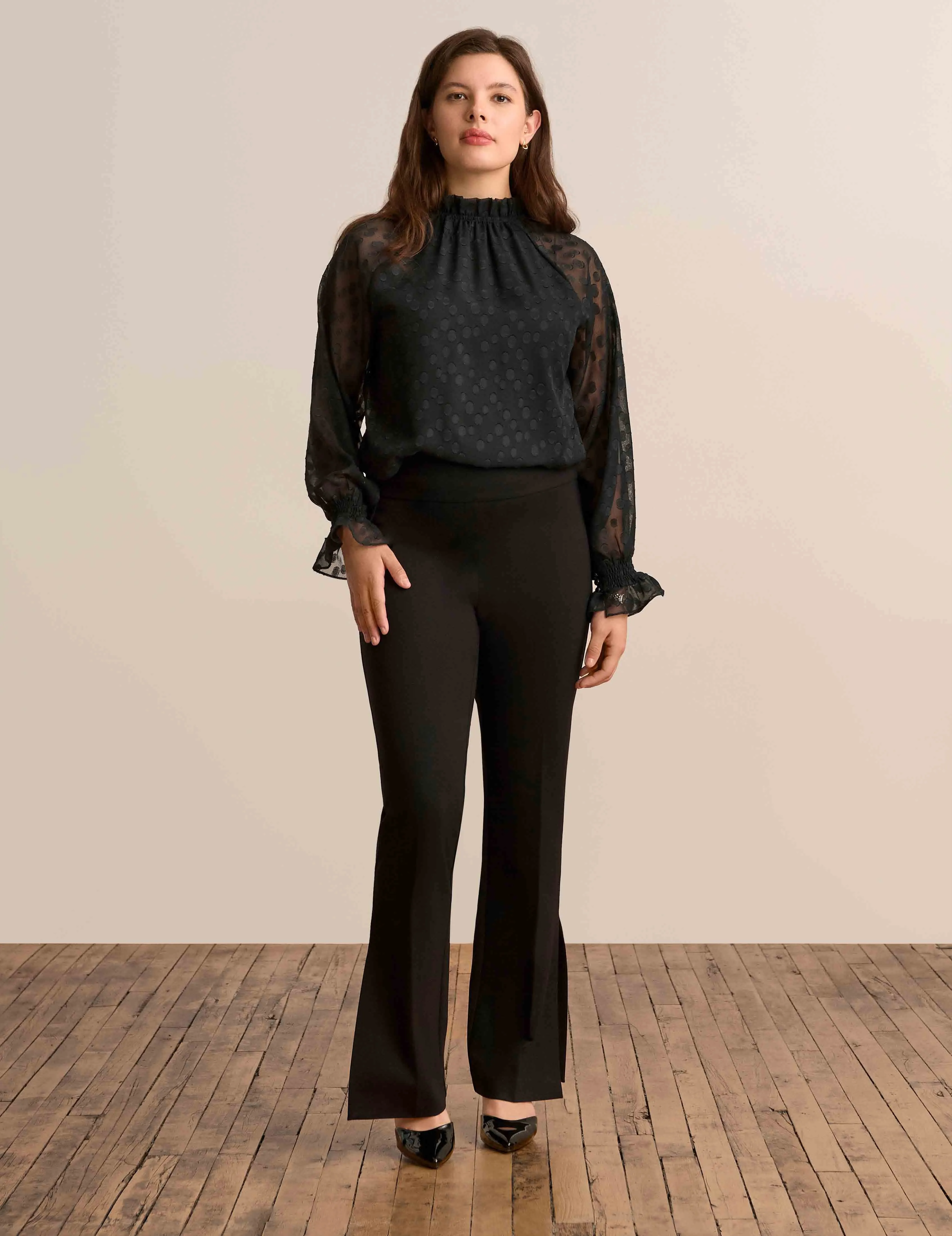 Long Sleeve Ruffle Neck Blouse sold by Anne Klein