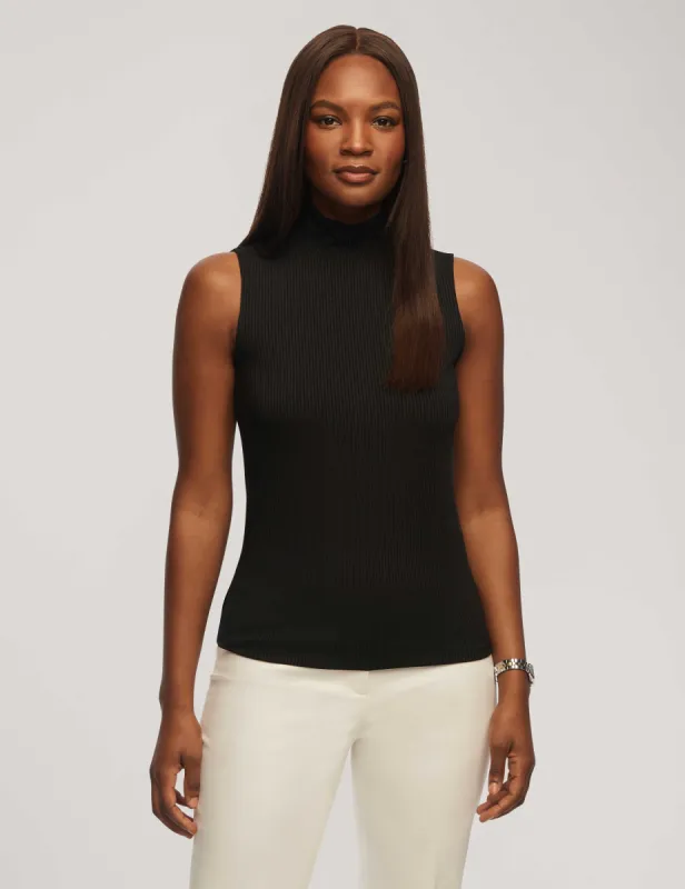Rib Knit Seamed Mock Neck Shell sold by Anne Klein