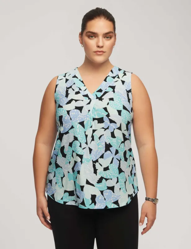 Plus Size Printed Pleat Front Shell sold by Anne Klein