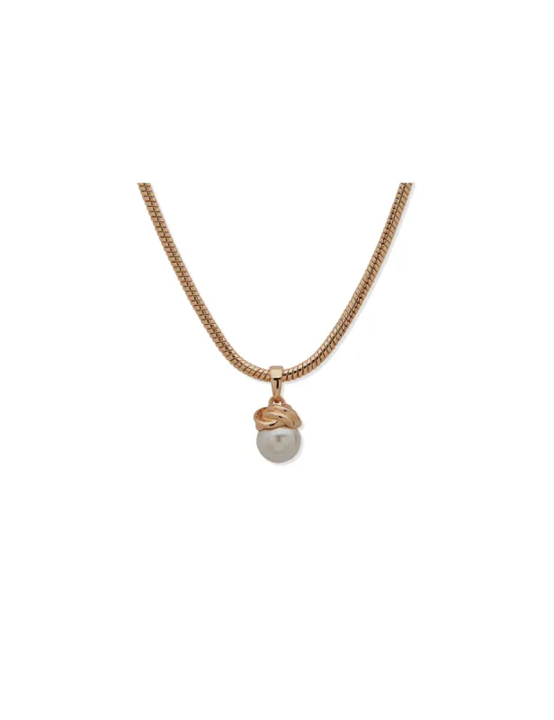 Snake Chain With Knot Pendant Necklace sold by Anne Klein