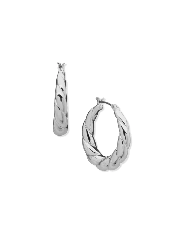Chunky Twisted C Hoop Earrings sold by Anne Klein
