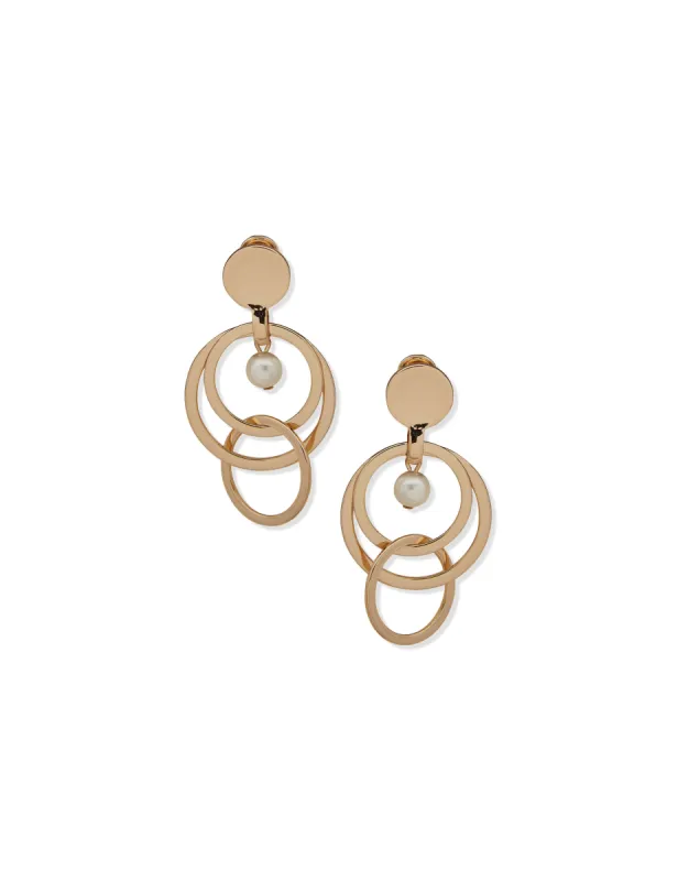 Orbital Drop Clip Earrings With Pearl sold by Anne Klein
