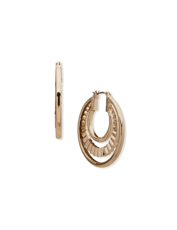 Pearl Inlay Hoop Earrings sold by Anne Klein