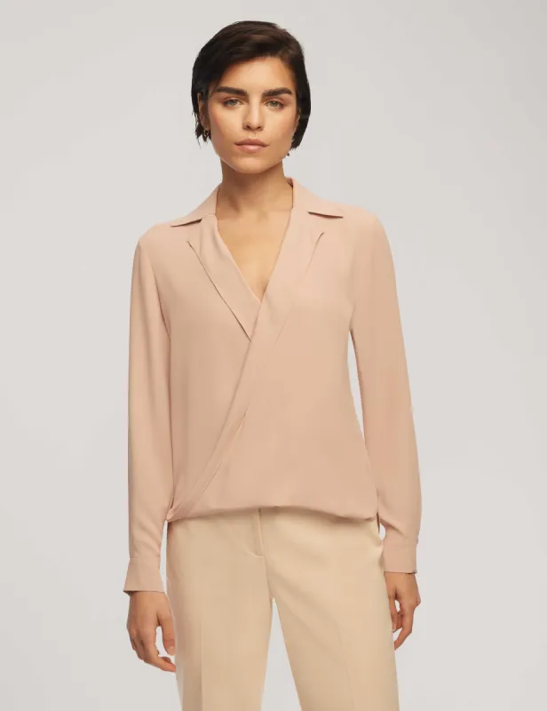 Long Sleeve Crossover Blouse With Collar sold by Anne Klein