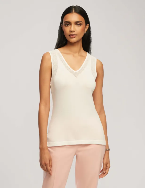V Neck Mesh Tank Top sold by Anne Klein