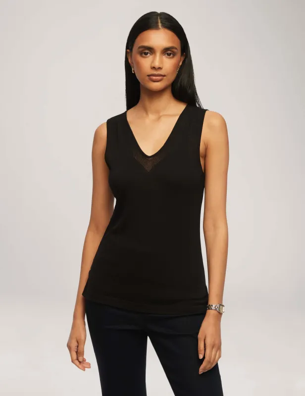 V Neck Mesh Tank Top sold by Anne Klein