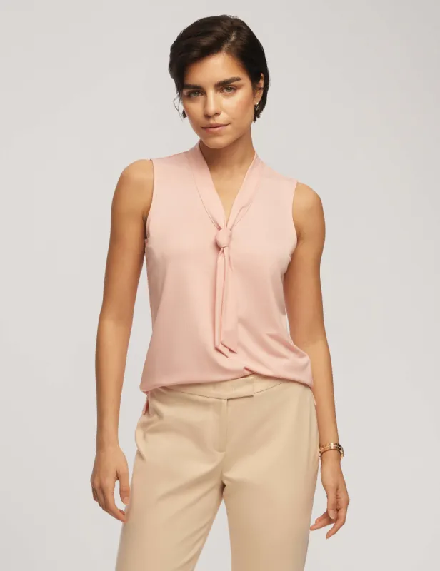 Harmony Knit V-Neck Sleeveless Tie Blouse sold by Anne Klein