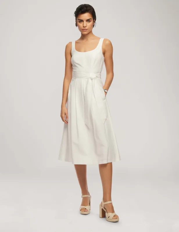 Seersucker Topsitch Midi Dress With Pleats sold by Anne Klein