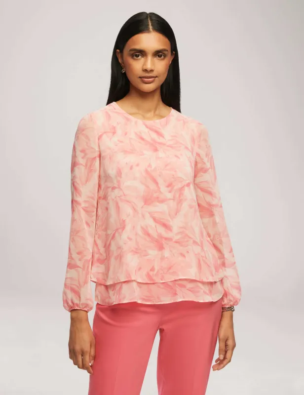 Printed Long Sleeve Double Layer Blouse sold by Anne Klein