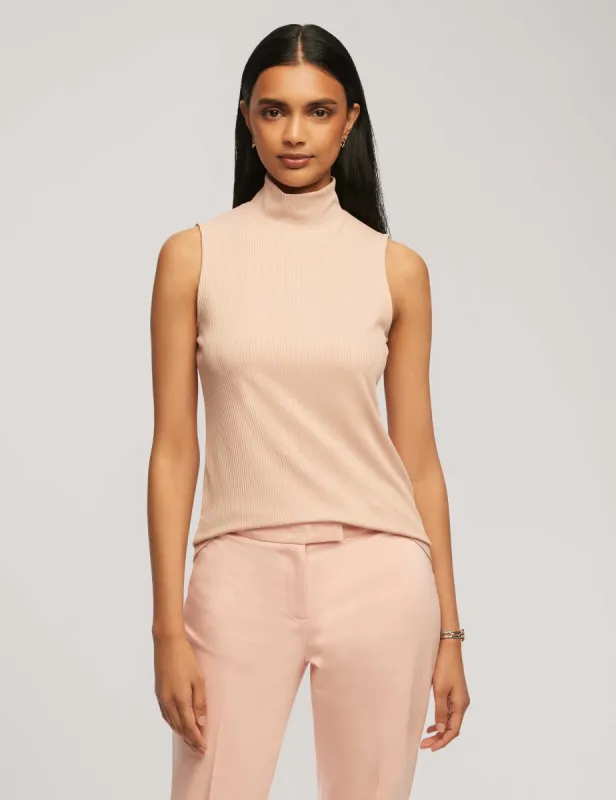 Rib Knit Seamed Mock Neck Shell sold by Anne Klein