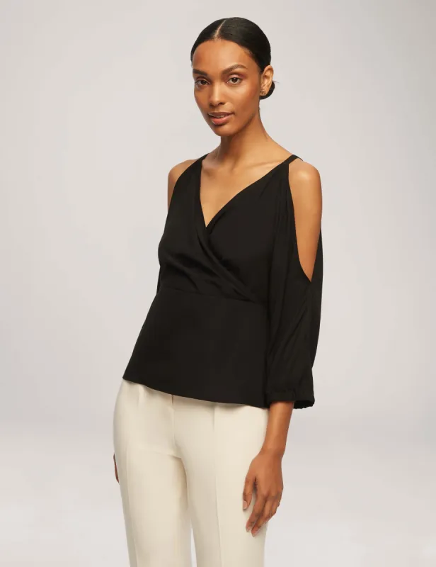 Cold Shoulder Crossover Peplum Blouse sold by Anne Klein
