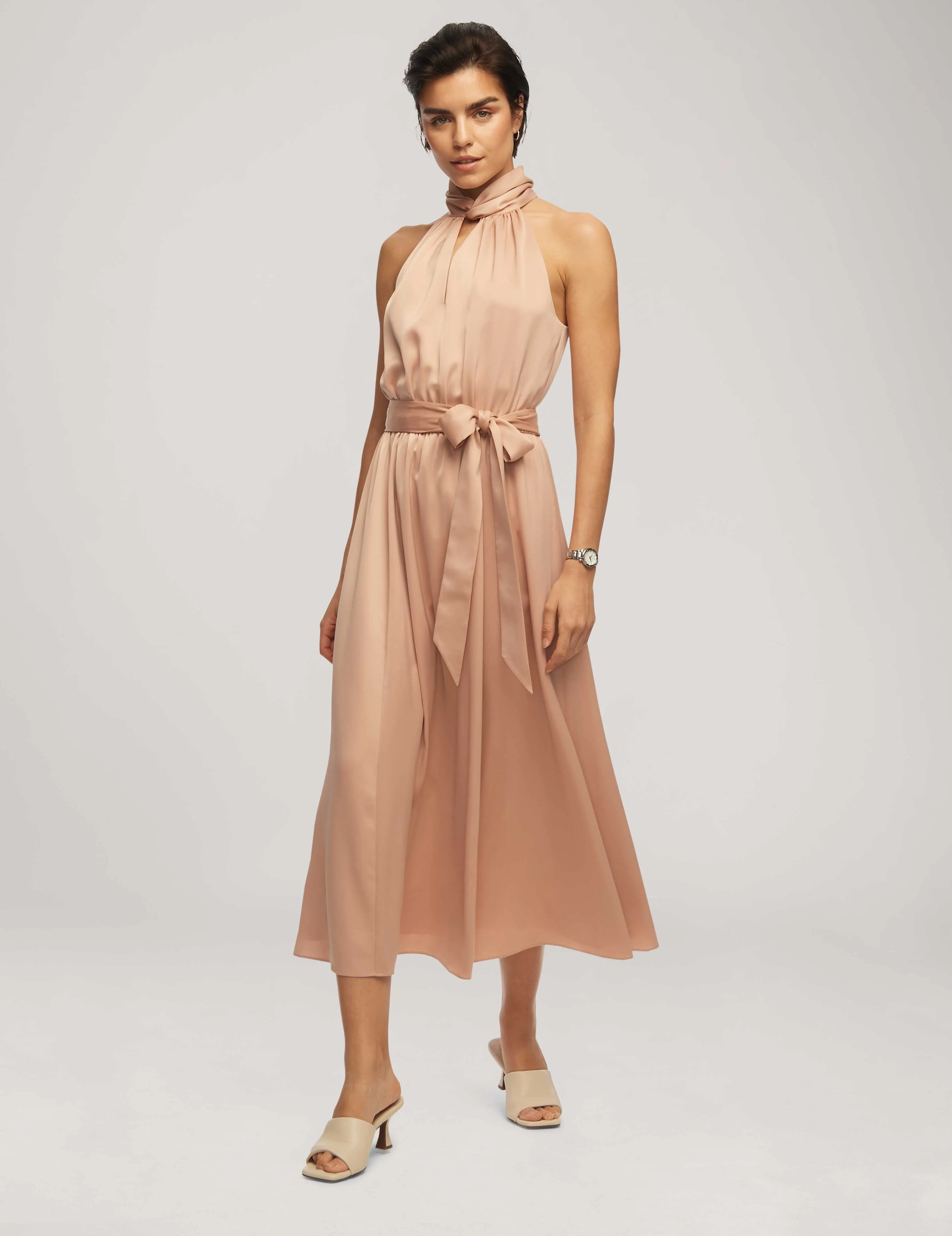 Twist Neck Halter Midi With Sash- Clearance sold by Anne Klein