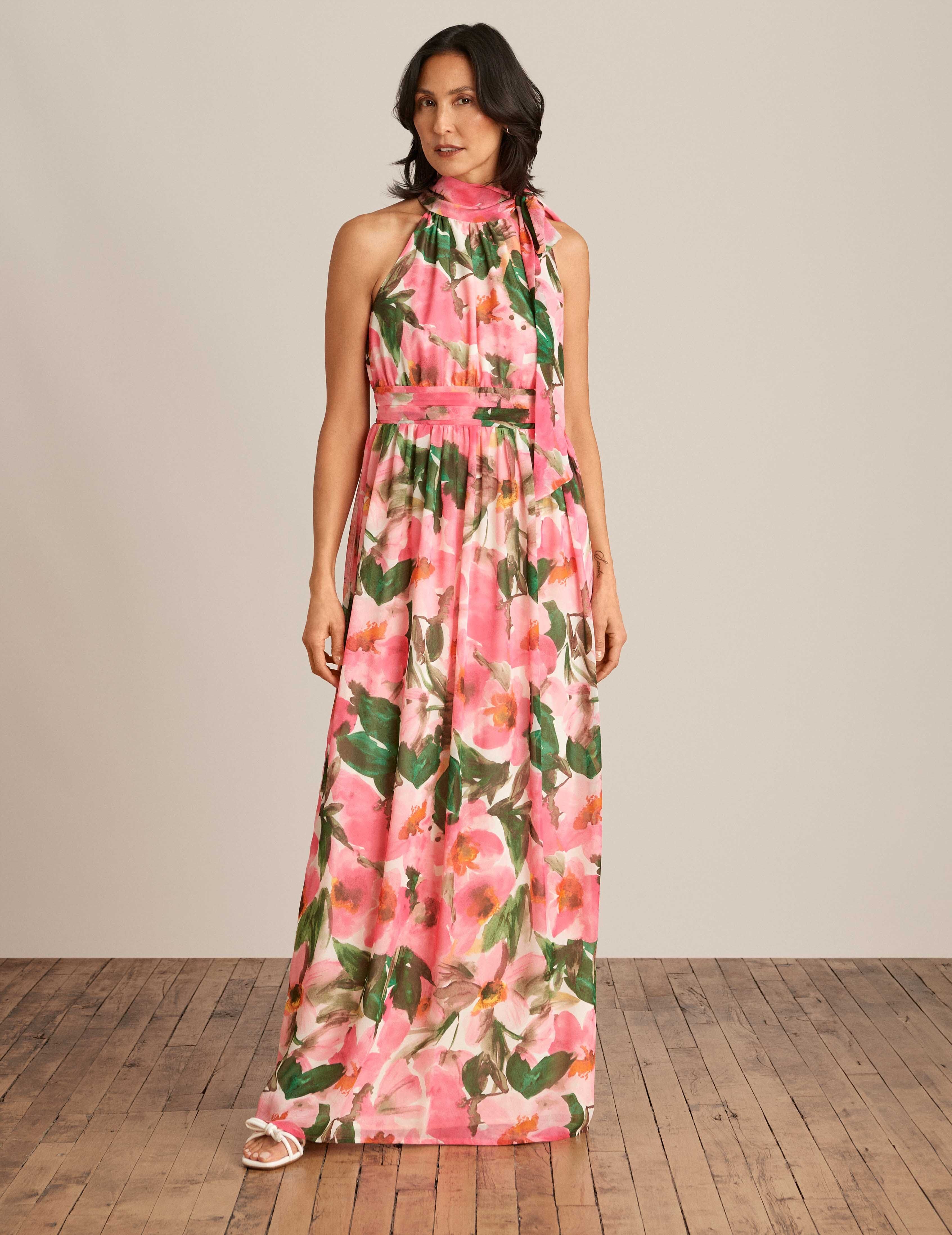 Halter Neck Bow Maxi Dress sold by Anne Klein