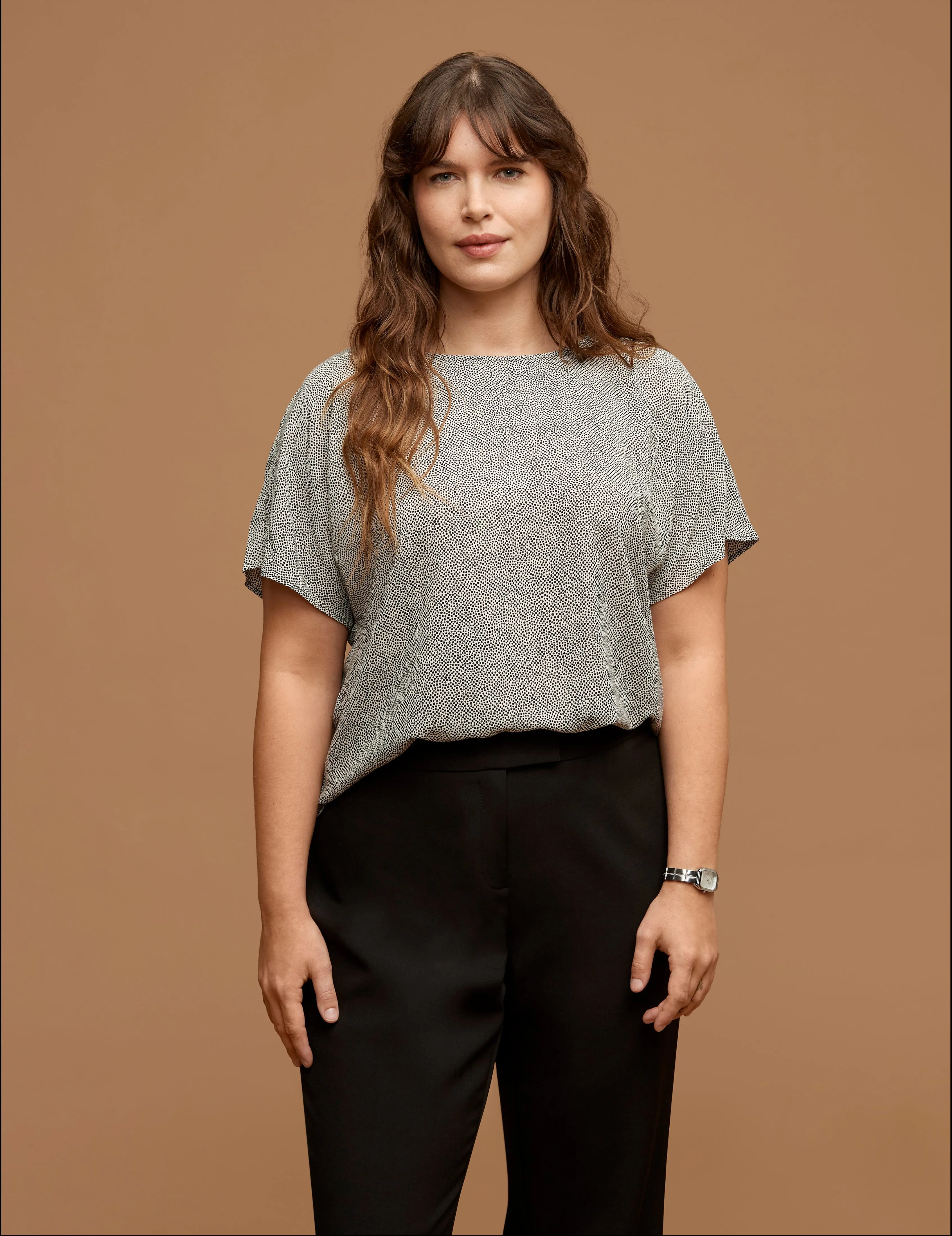 Plus Size Rambling Dot Bateau Blouse sold by Anne Klein