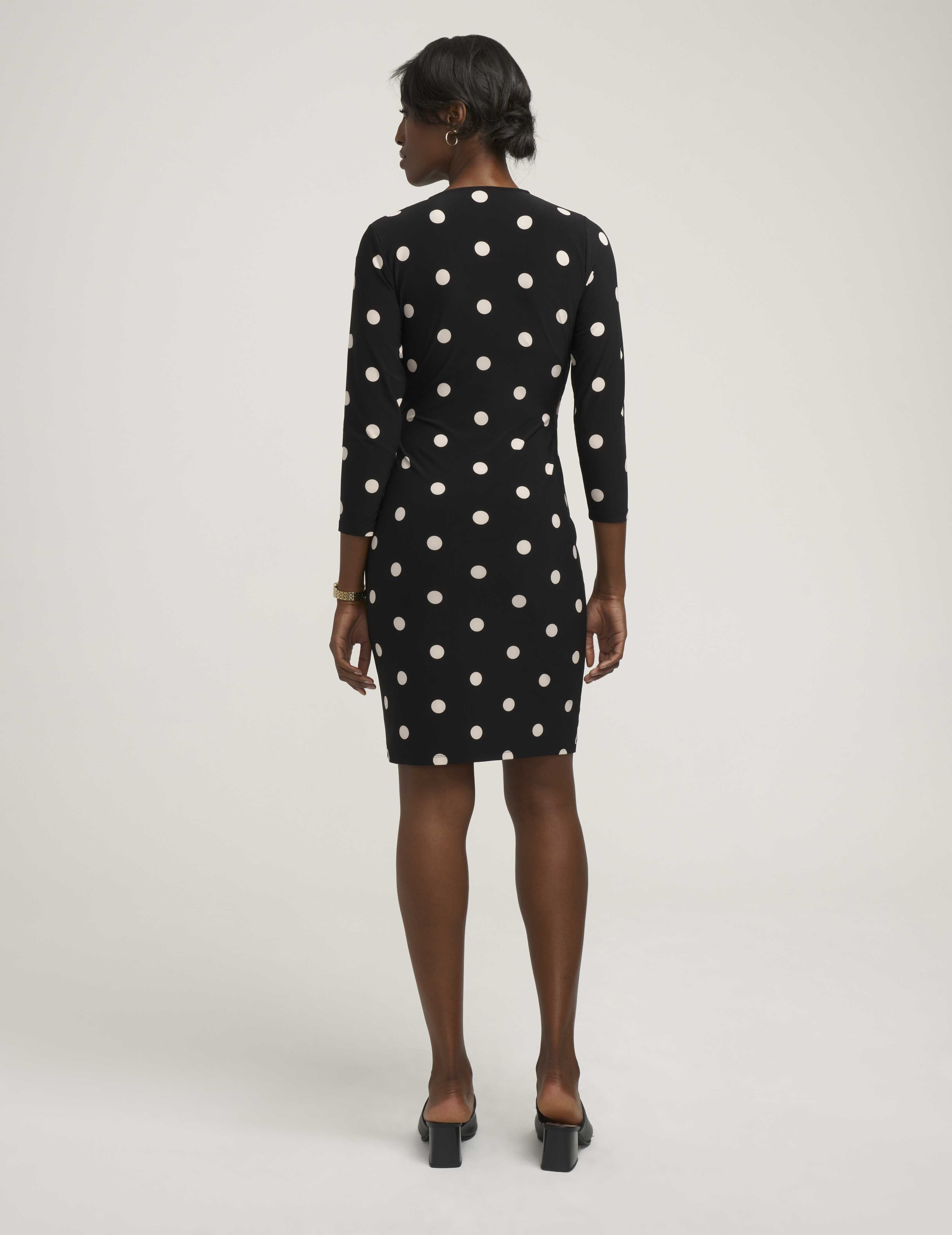 Petite Dot Print Faux Wrap Dress sold by Anne Klein product image thumbnail 3