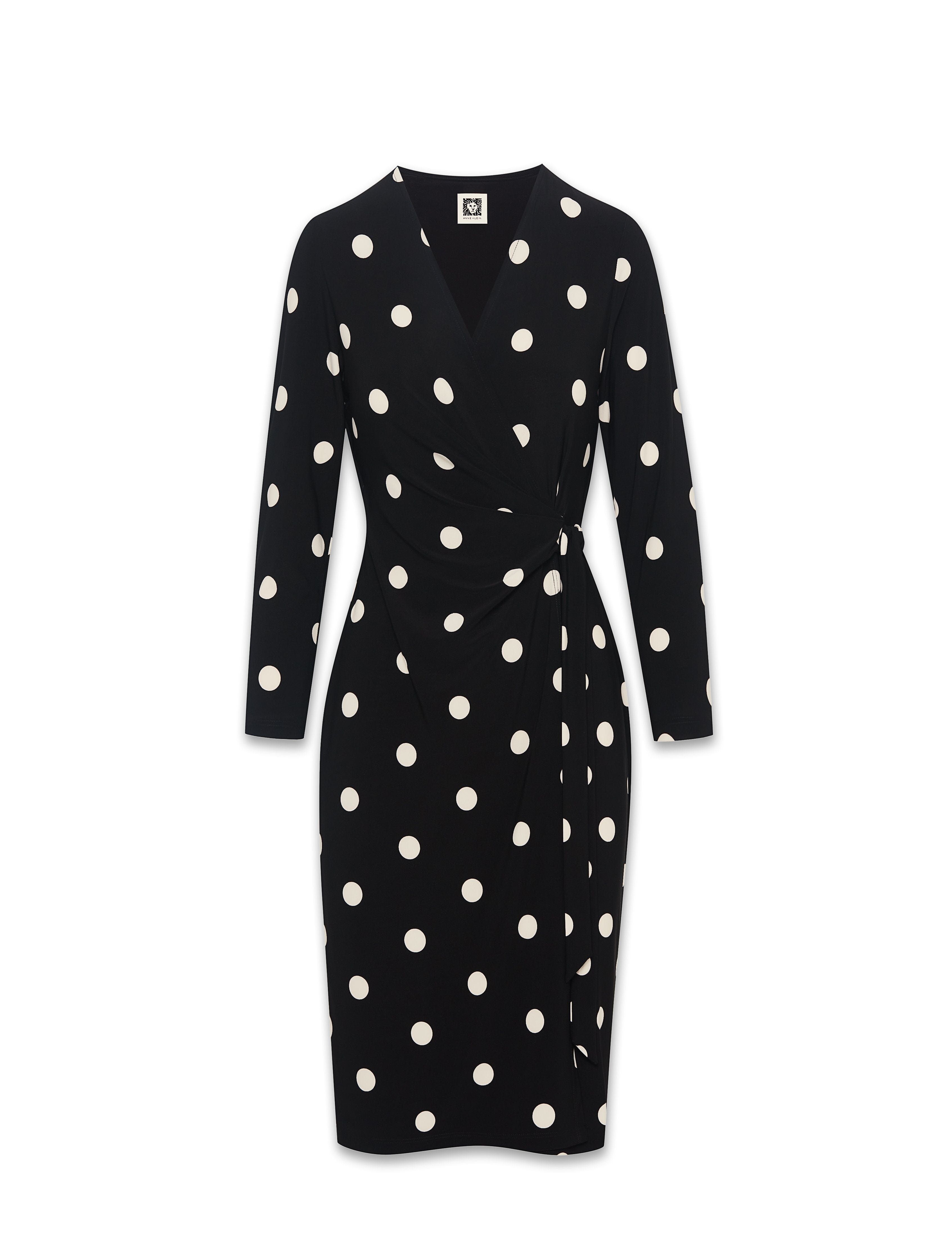 Petite Dot Print Faux Wrap Dress sold by Anne Klein