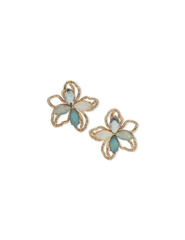 Stone Flower Stud Earrings sold by Anne Klein