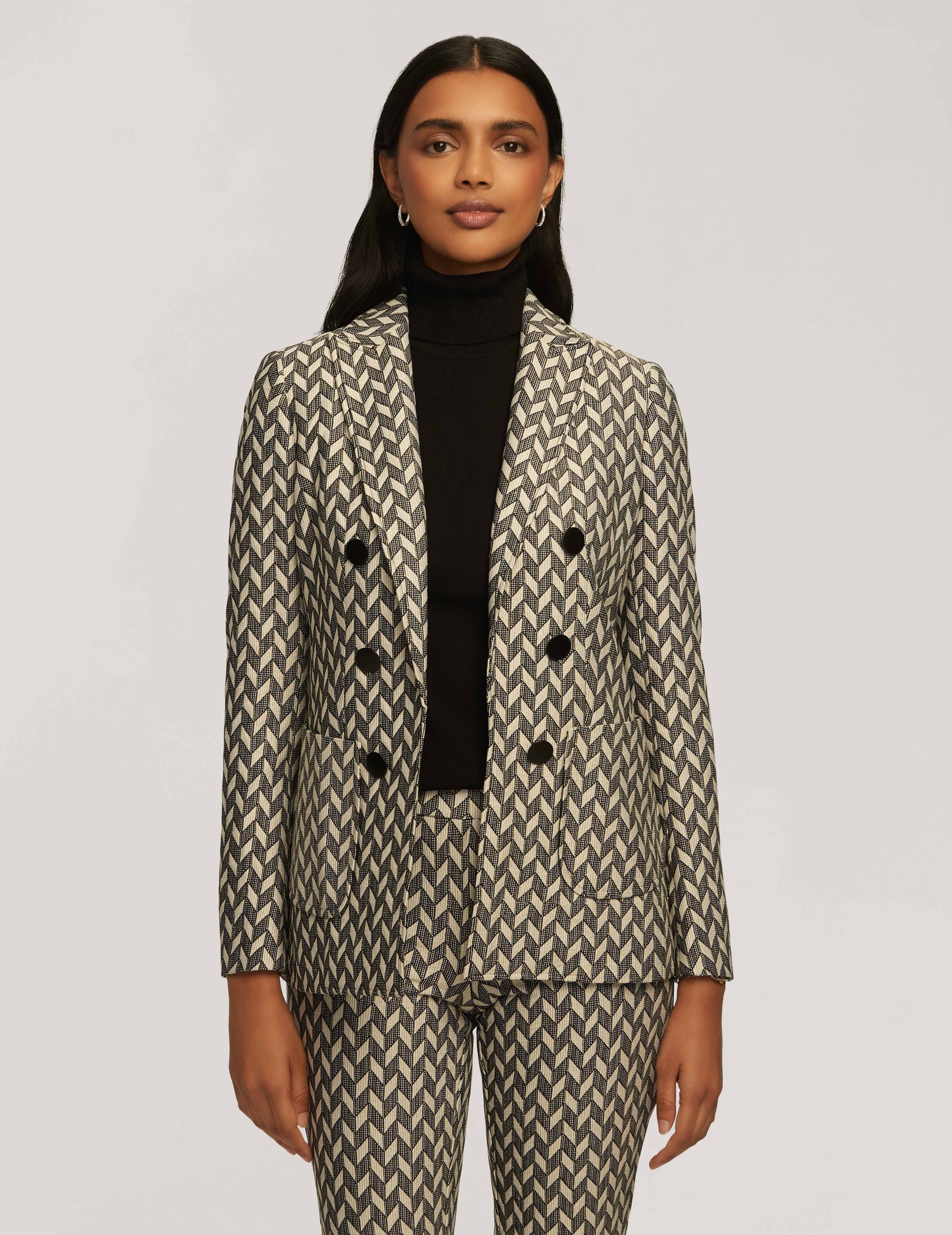 Chevron Knit Faux Double Breasted Jacket With Patch Pockets- Clearance sold by Anne Klein product image thumbnail 2