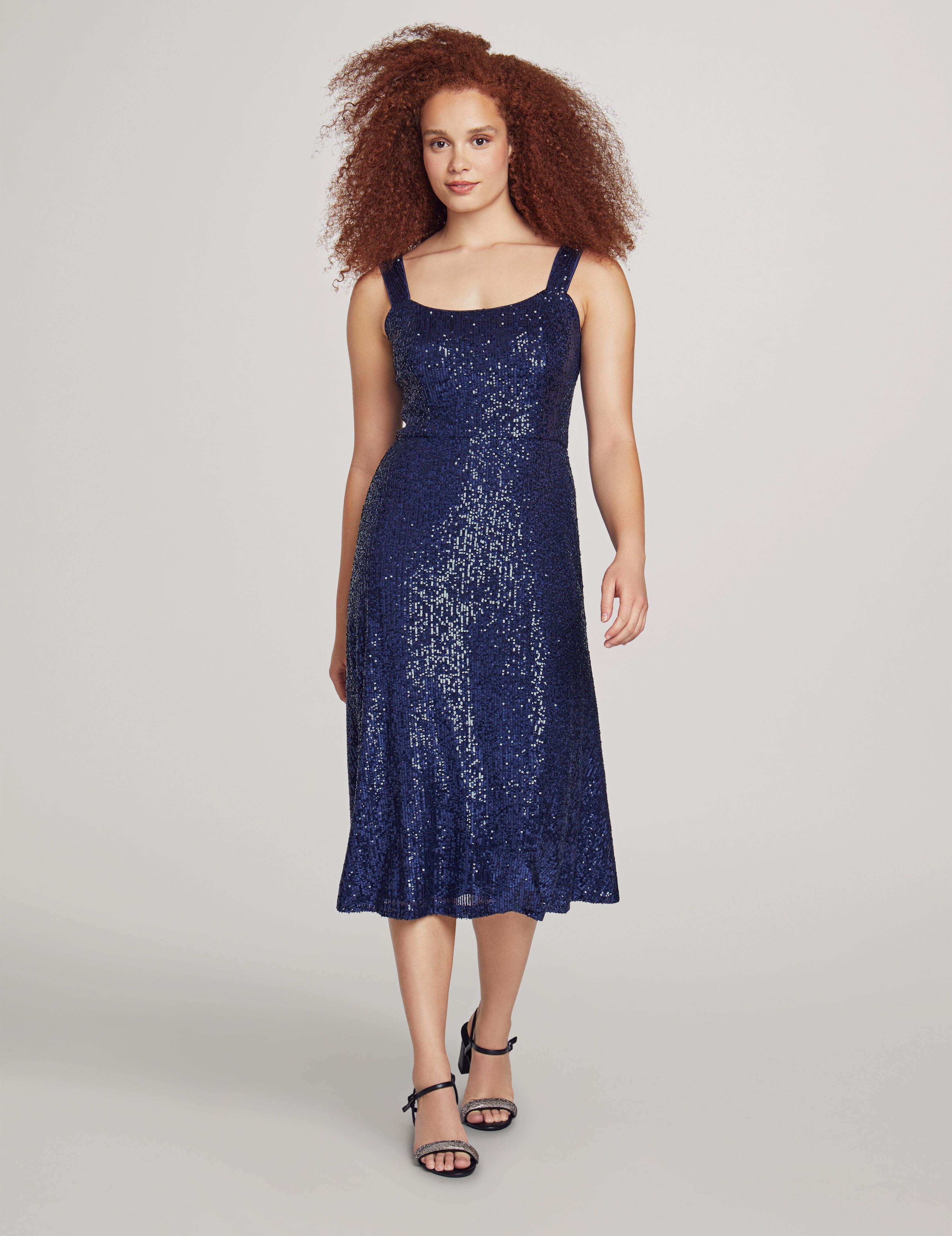 Scooped Neck Sequin Midi Dress sold by Anne Klein