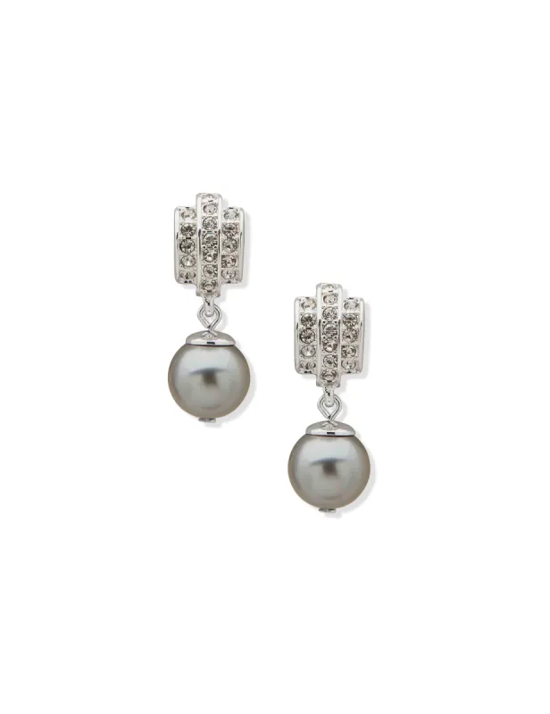 Dome Button Pearl Earrings sold by Anne Klein