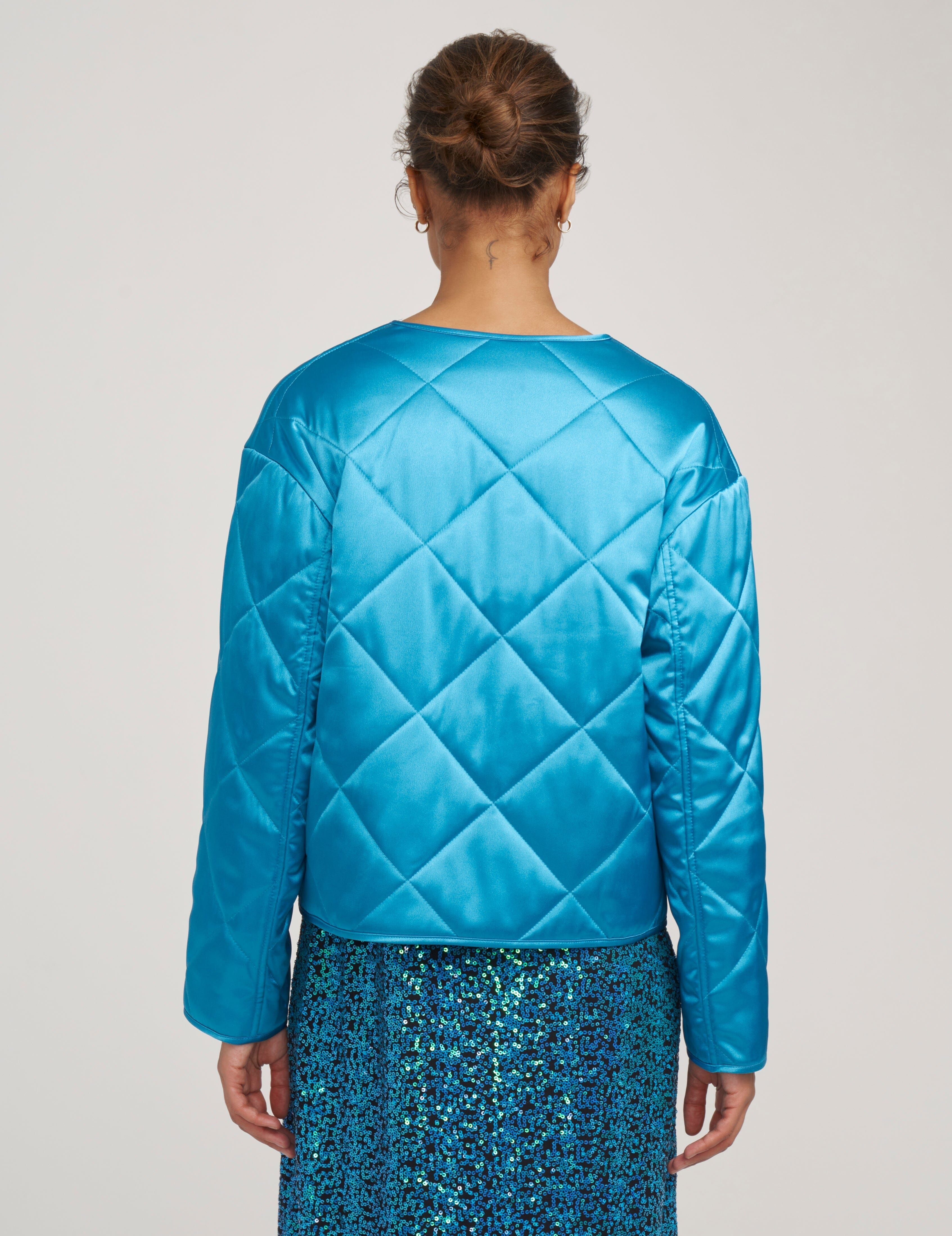 Satin Diamond Collarless Quilted Jacket- Clearance sold by Anne Klein product image thumbnail 3