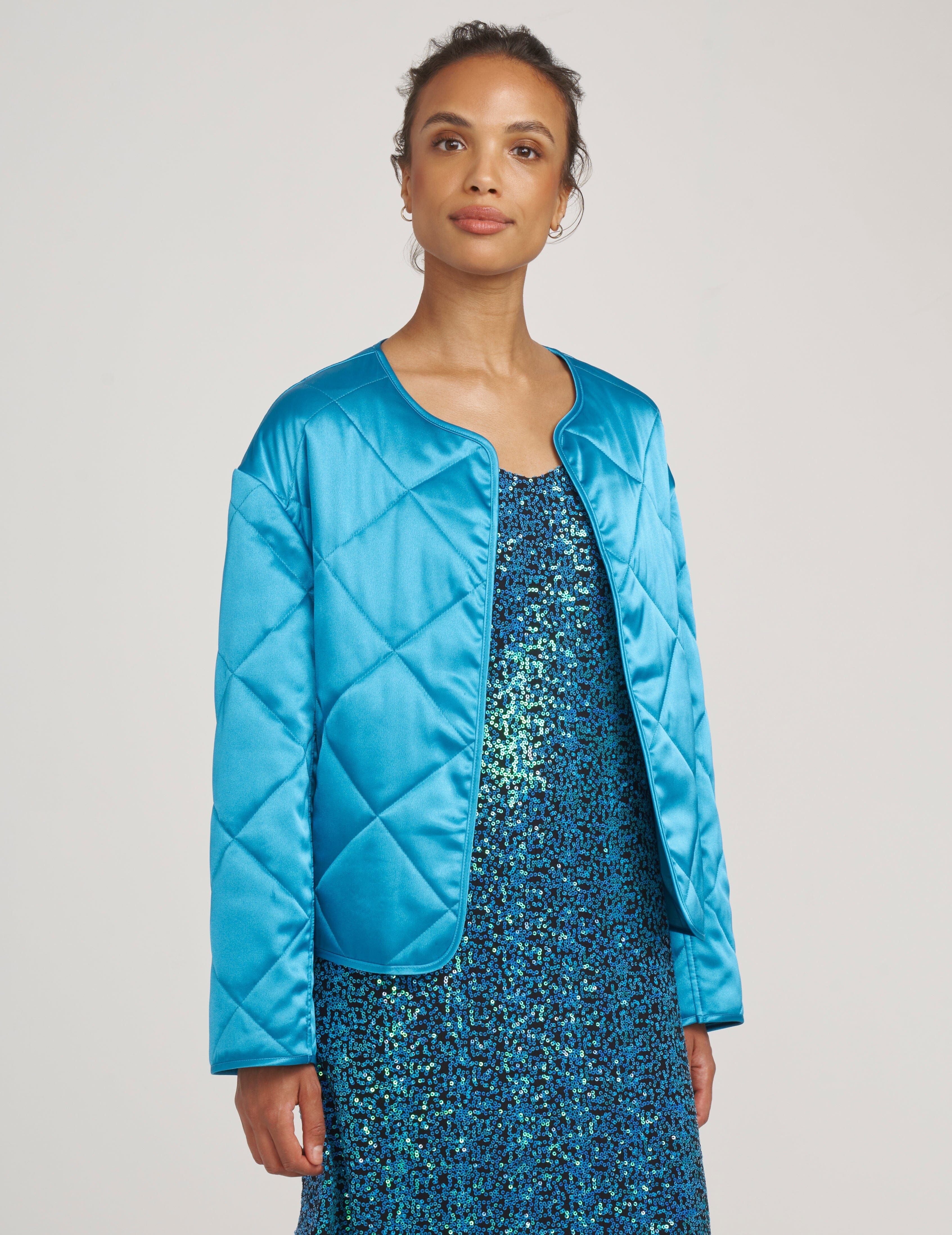 Satin Diamond Collarless Quilted Jacket- Clearance sold by Anne Klein product image thumbnail 4