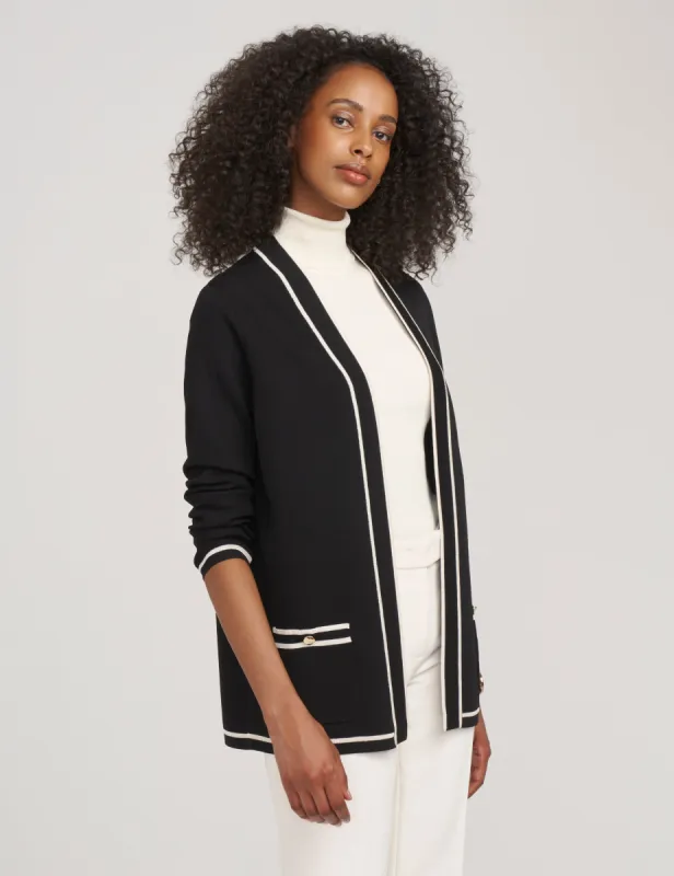 Malibu Cardigan With Tipping sold by Anne Klein