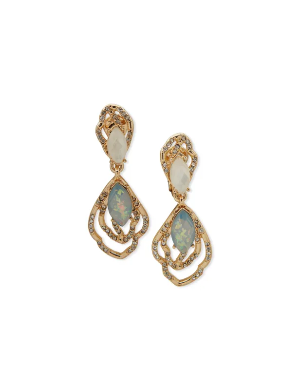 Stone Double Drop Clip On Earrings sold by Anne Klein