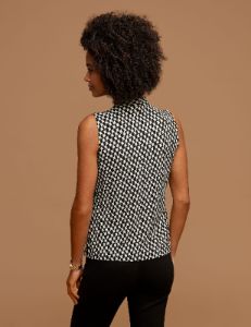Printed V-Neck Sleeveless Tie Blouse sold by Anne Klein