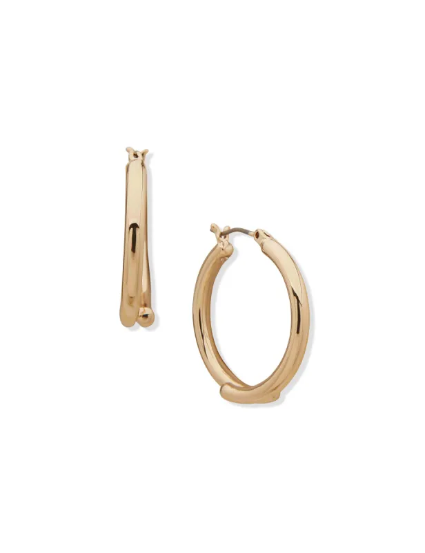 Round Clickit Hoop Gold-tone Earrings sold by Anne Klein