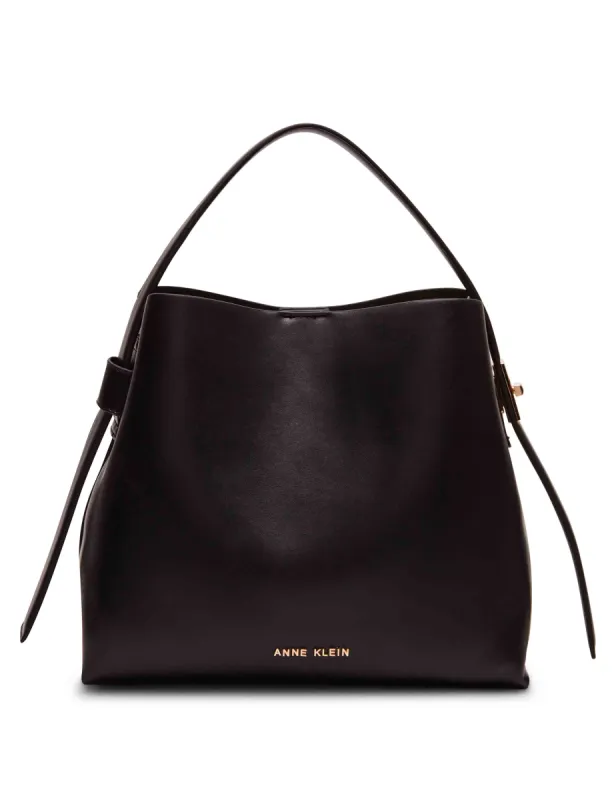 Small Bucket Hobo With Enamel Turn Lock sold by Anne Klein