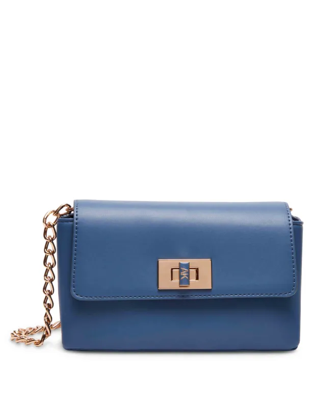 Mini Flap Shoulder Bag With Enamel Turn Lock sold by Anne Klein