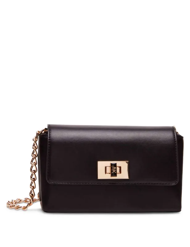 Mini Flap Shoulder Bag With Enamel Turn Lock sold by Anne Klein