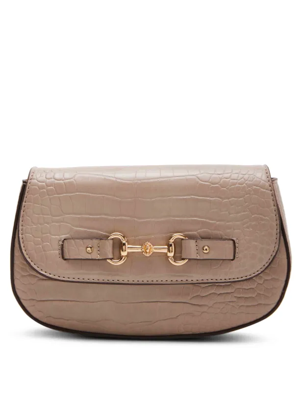Saddle Crossbody In Croc With Horse Bit sold by Anne Klein