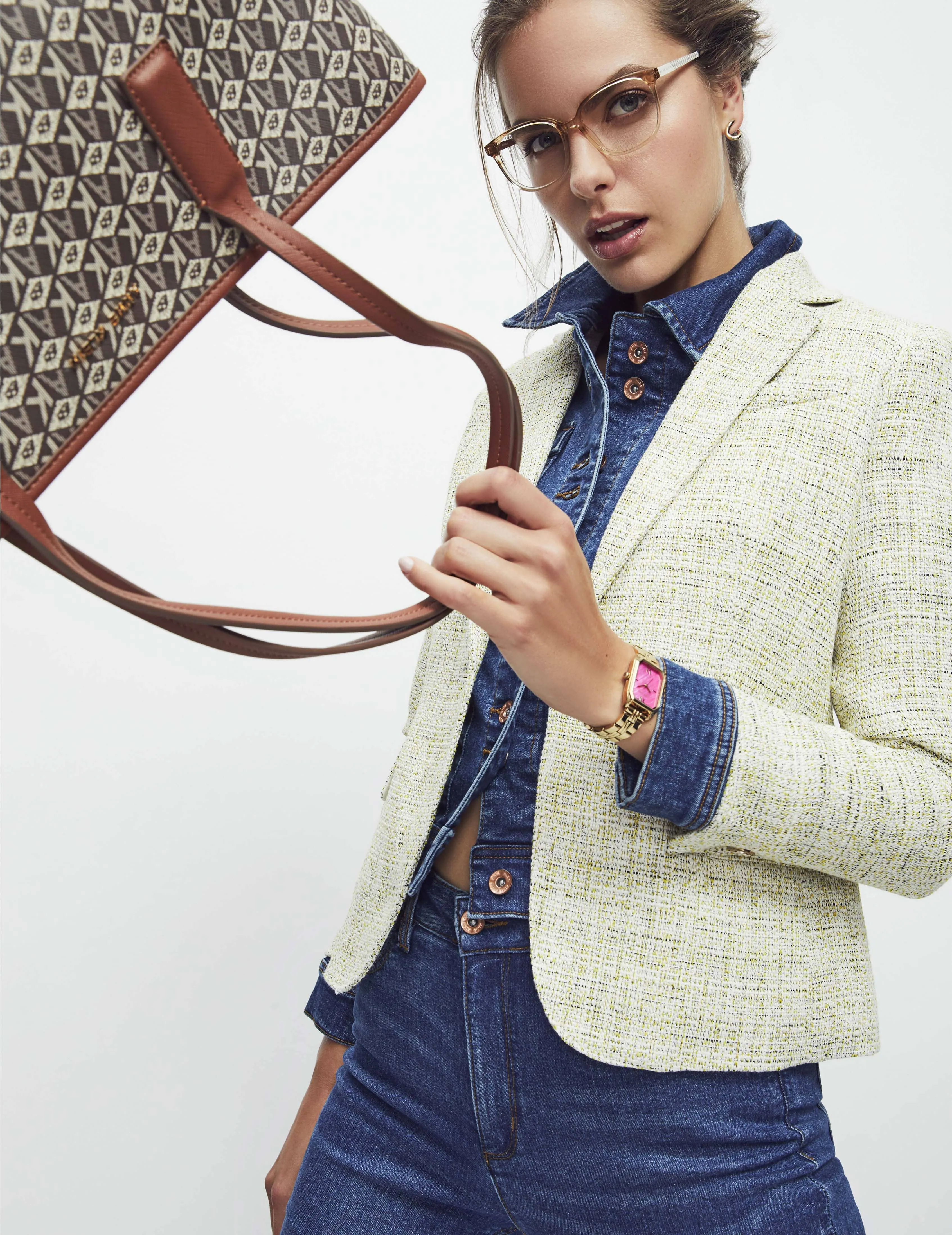 Tweed One Button Notch Collar Jacket- Sale sold by Anne Klein