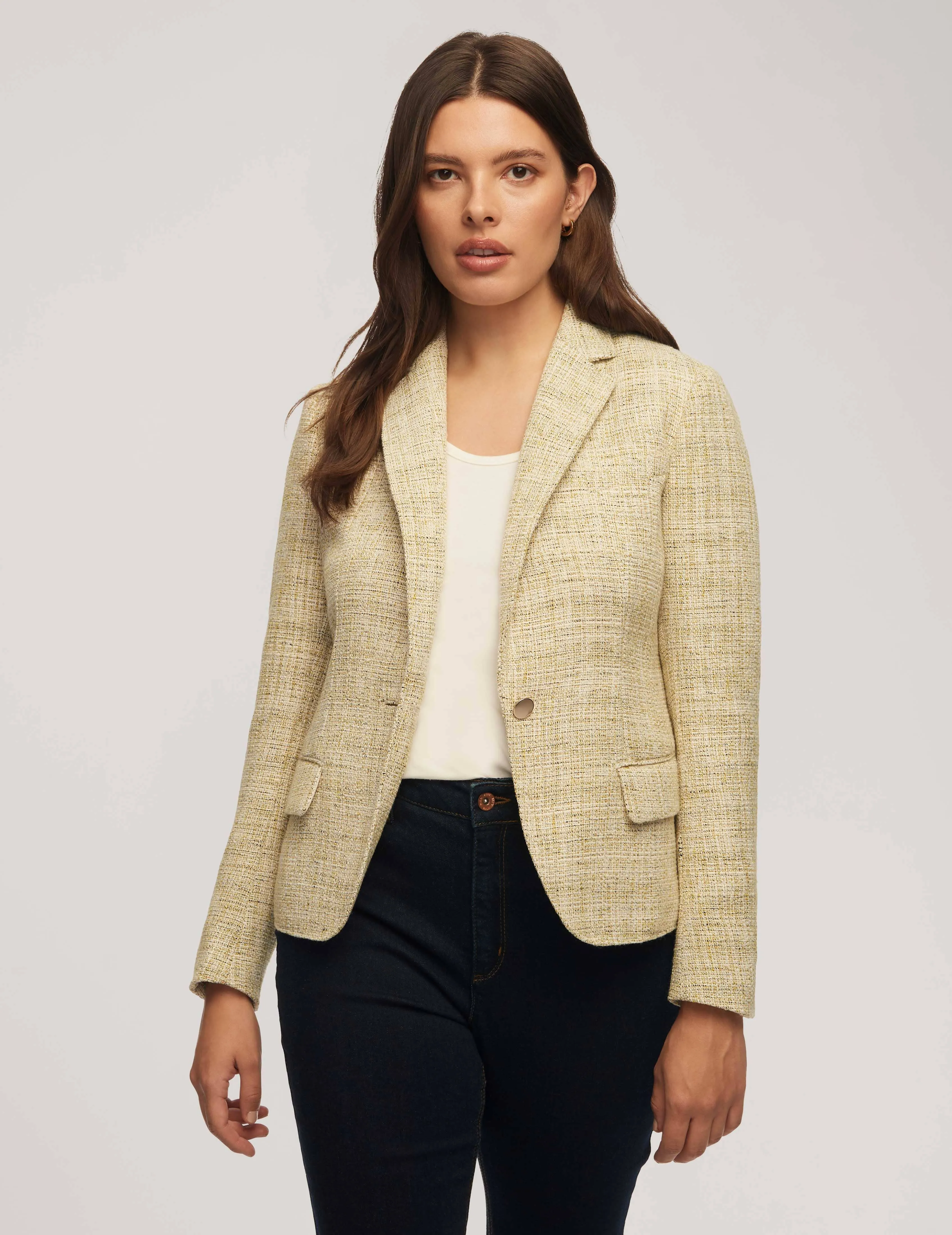 Tweed One Button Notch Collar Jacket- Sale sold by Anne Klein product image thumbnail 2