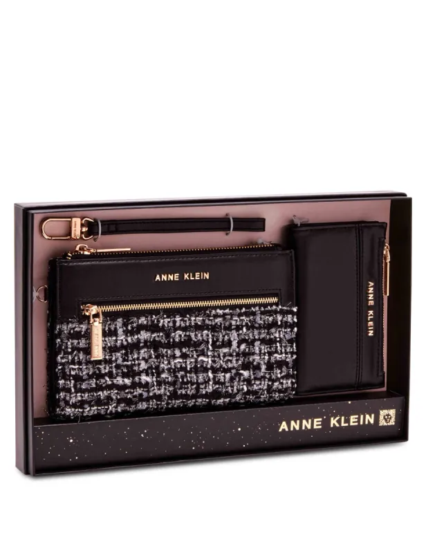 2 Piece Gift Set With Tweed Zip Clutch And Card Case made by Anne Klein