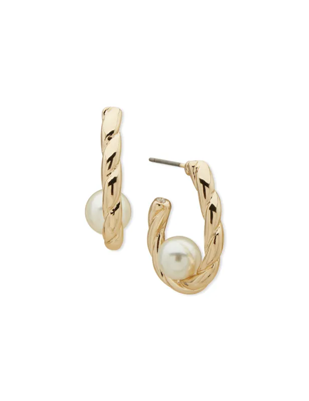 25MM Twisted C-Hoop Earrings sold by Anne Klein