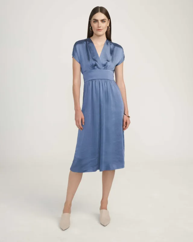 Washed Satin V-Neck Midi Dress- Clearance sold by Anne Klein