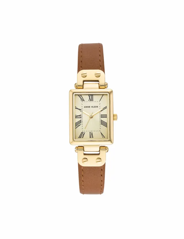 Rectangular Case Leather Strap Watch sold by Anne Klein