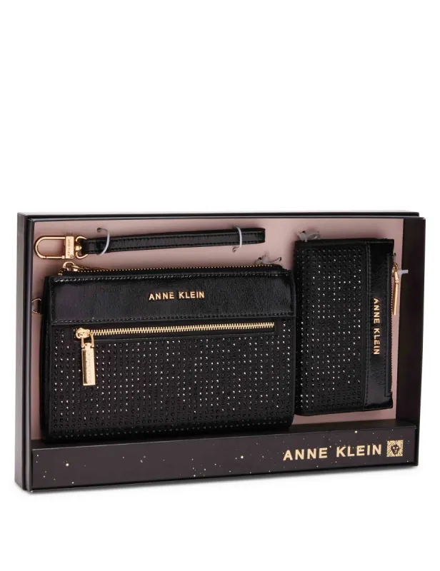 2 Piece Gift Set With Rhinestone Zip Clutch And Card Case sold by Anne Klein