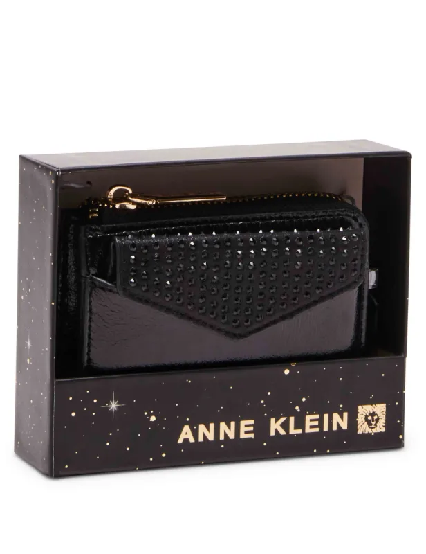 2 Piece Envelope Flap Curved Wallet With Rhinestones sold by Anne Klein