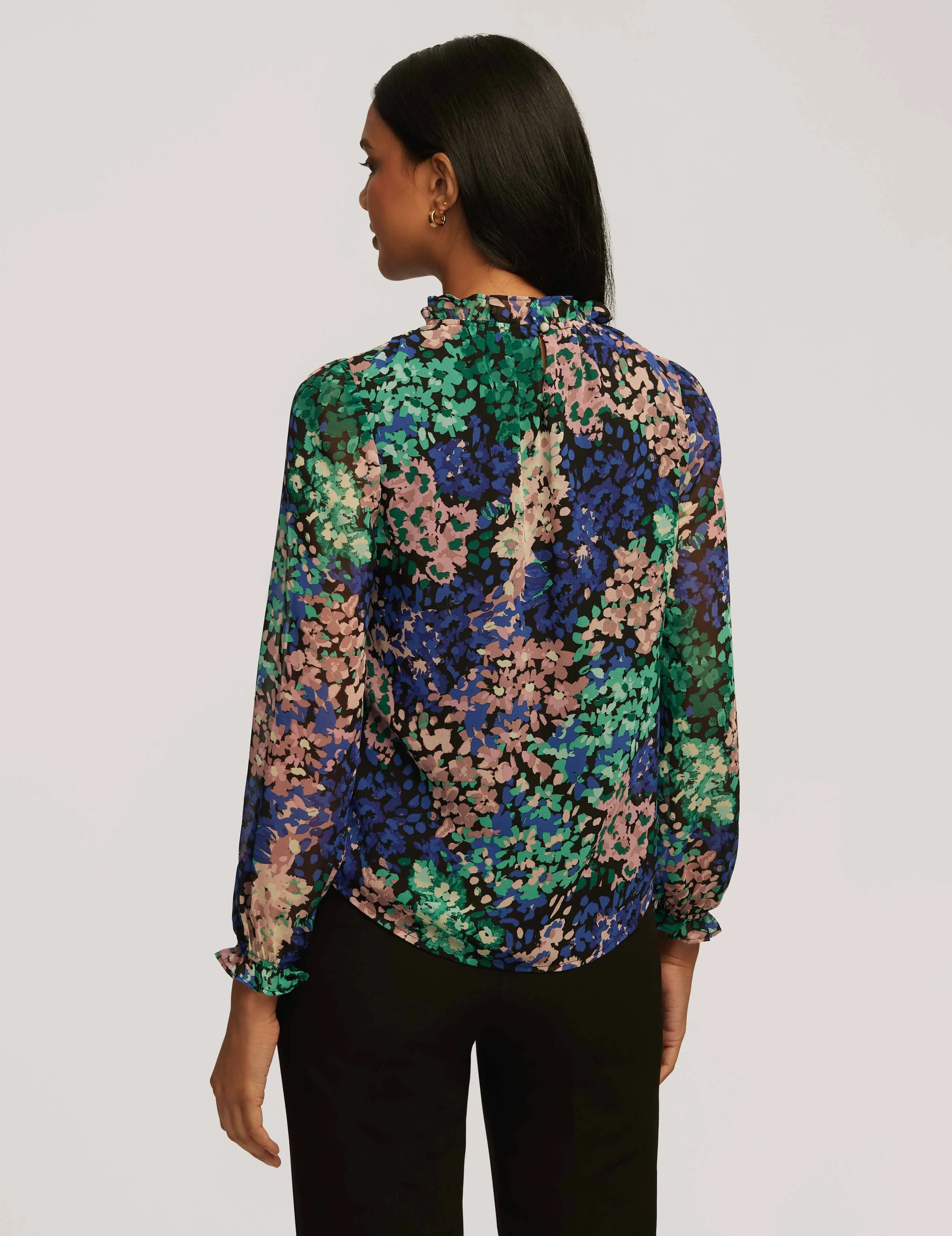 Printed Chiffon Ruffle Neck Blouse- Sale sold by Anne Klein product image thumbnail 2
