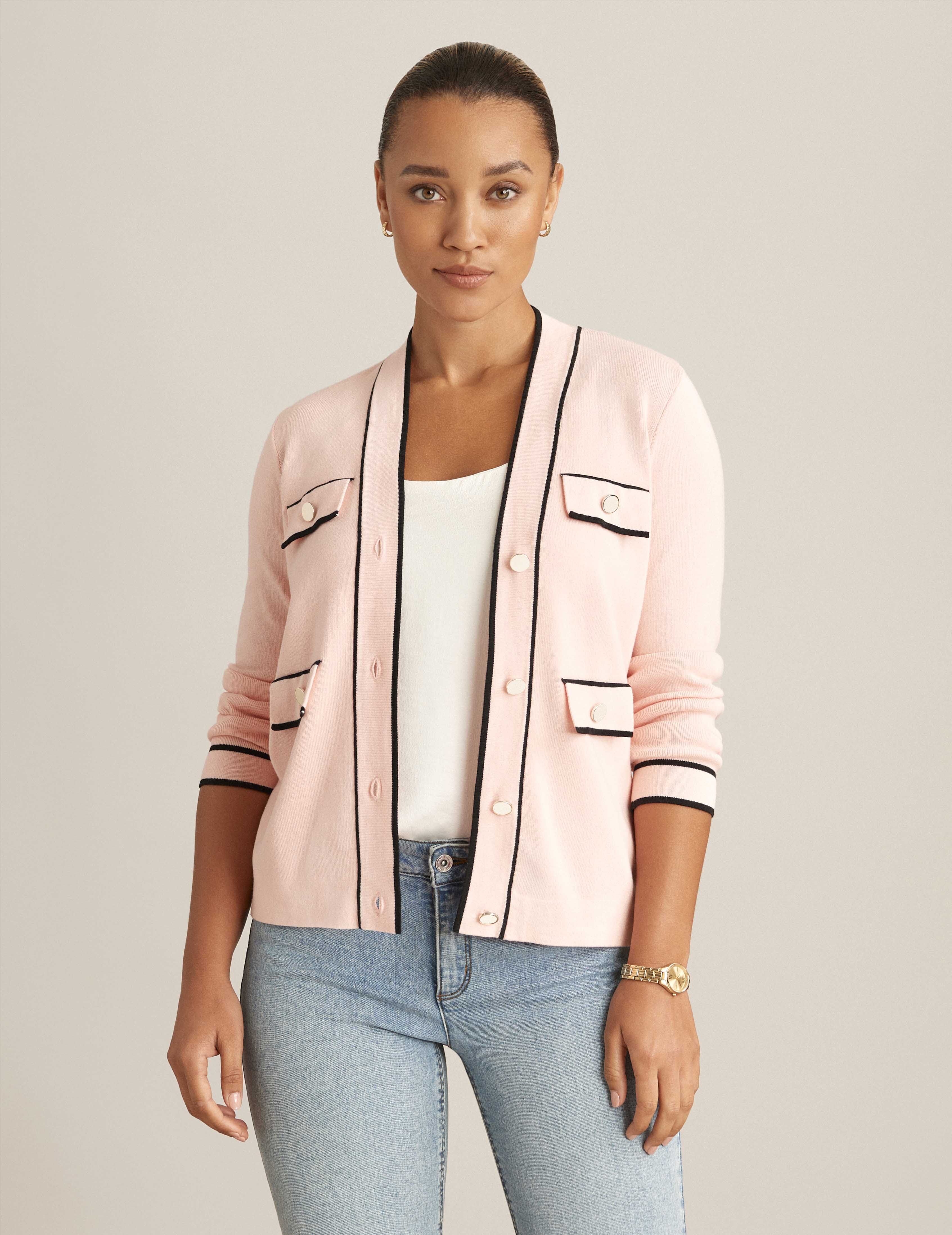 Cardigan With Tipped Pockets sold by Anne Klein