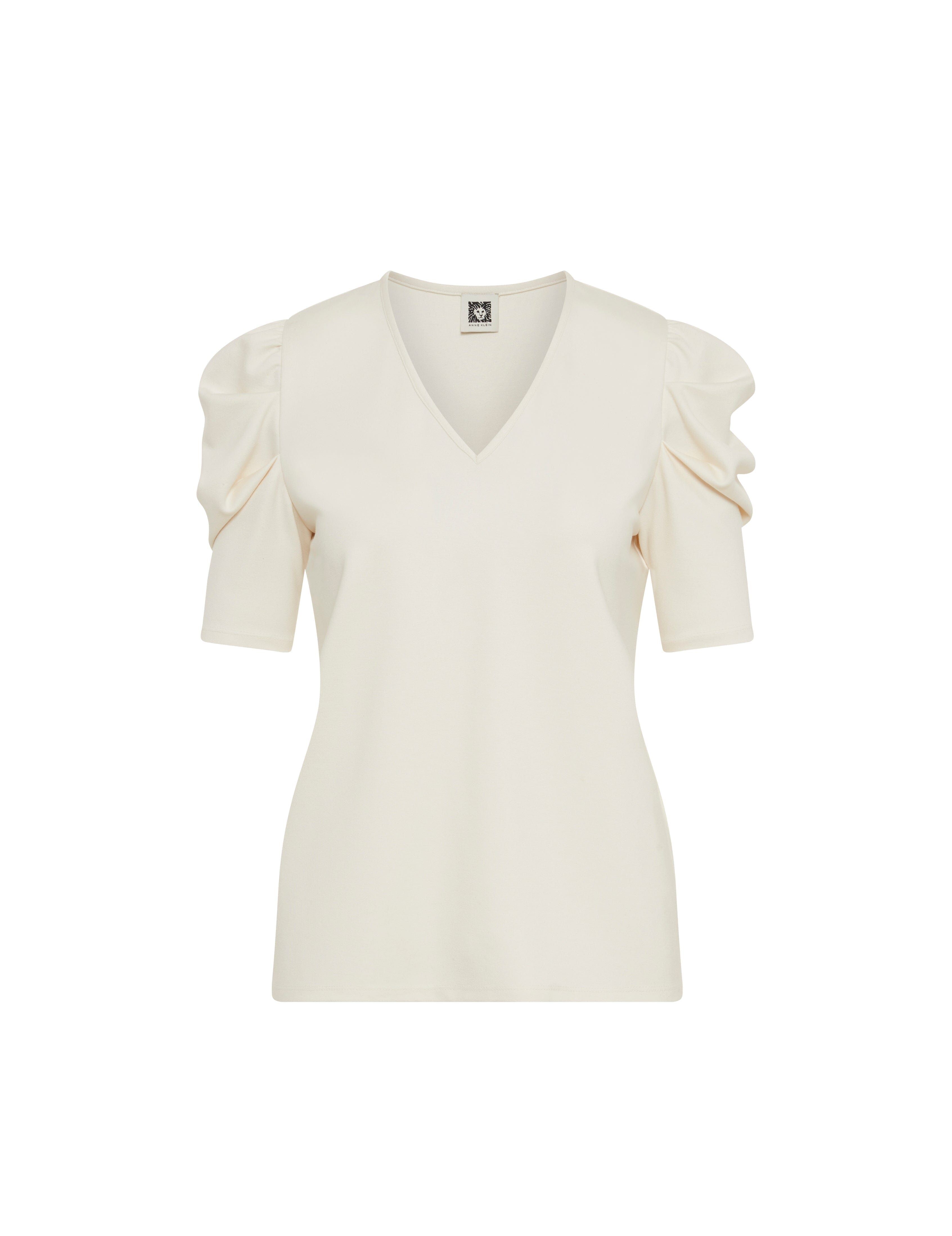 Pleat Sleeve V-Neck Top- Sale sold by Anne Klein product image thumbnail 3