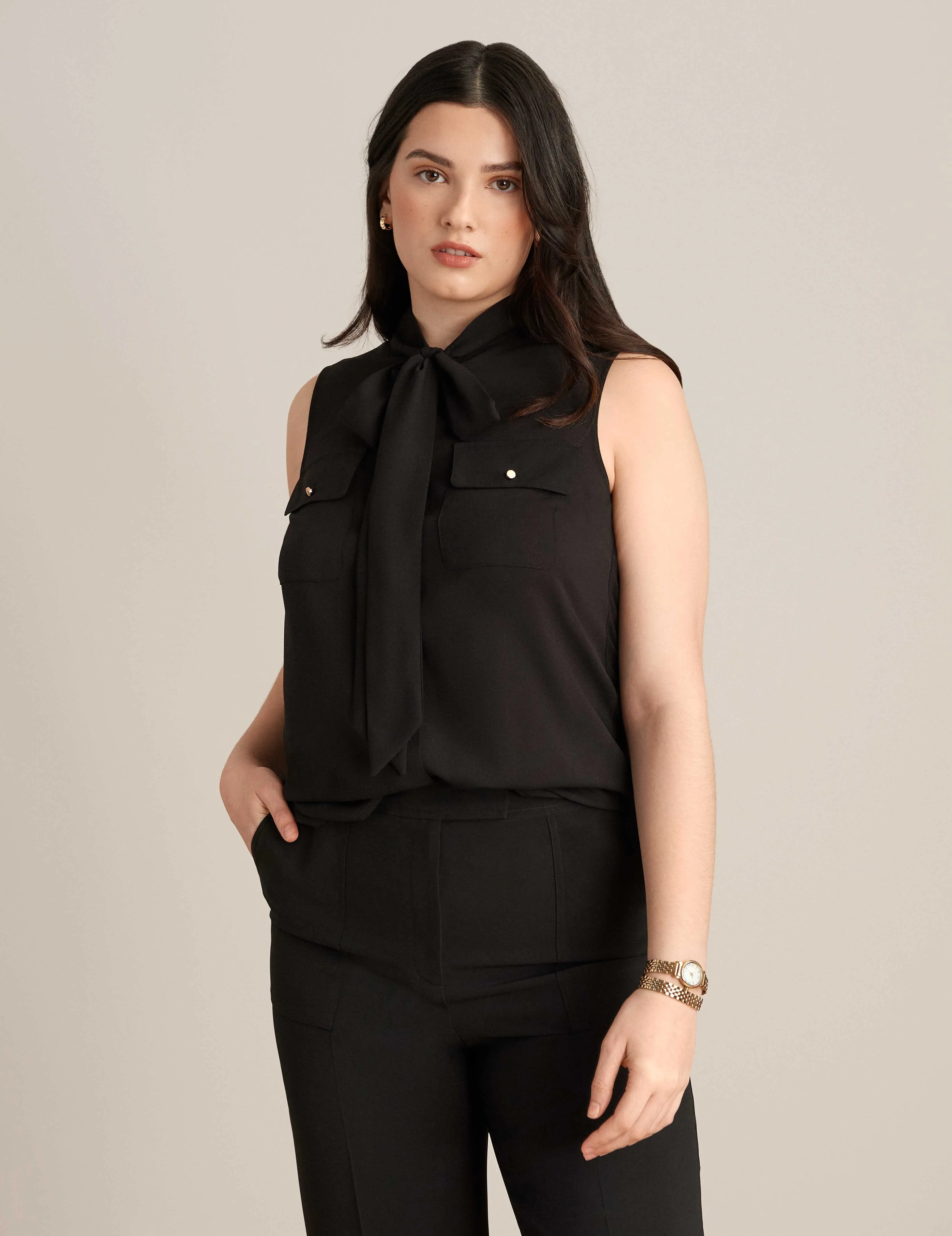 Sleeveless Top With Bow Neckline sold by Anne Klein product image thumbnail 2