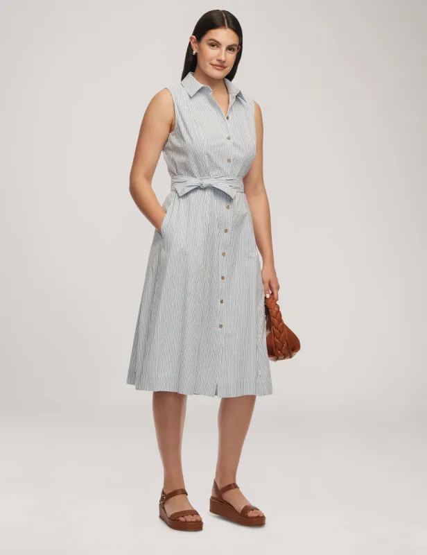 Seersucker Sleeveless Shirt Dress made by Anne Klein