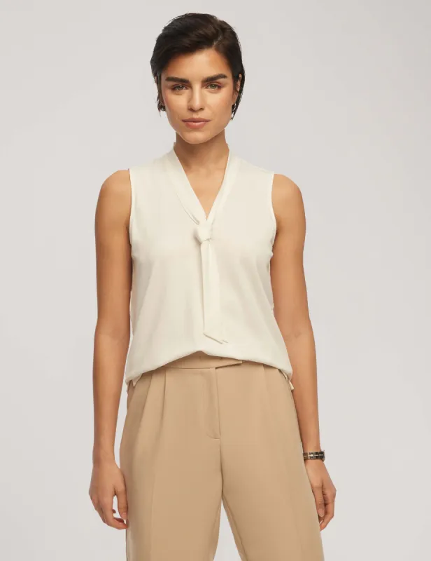 Harmony Knit V-Neck Sleeveless Tie Blouse sold by Anne Klein